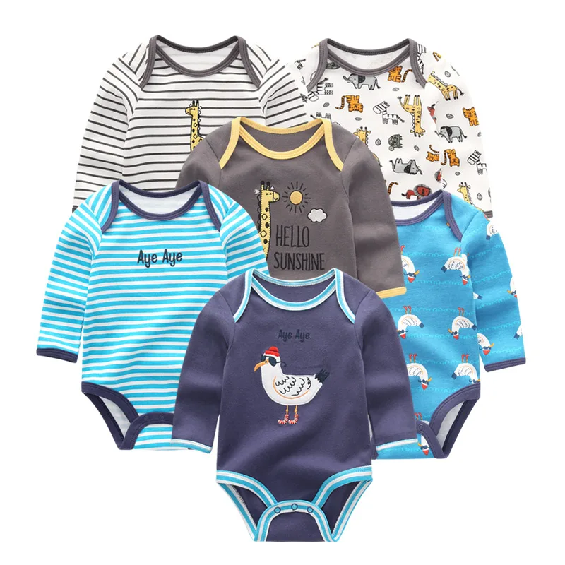 Зимний Детский комбинезон с длинным рукавом 6 шт./лот roupa de bebe|Ромперы| |