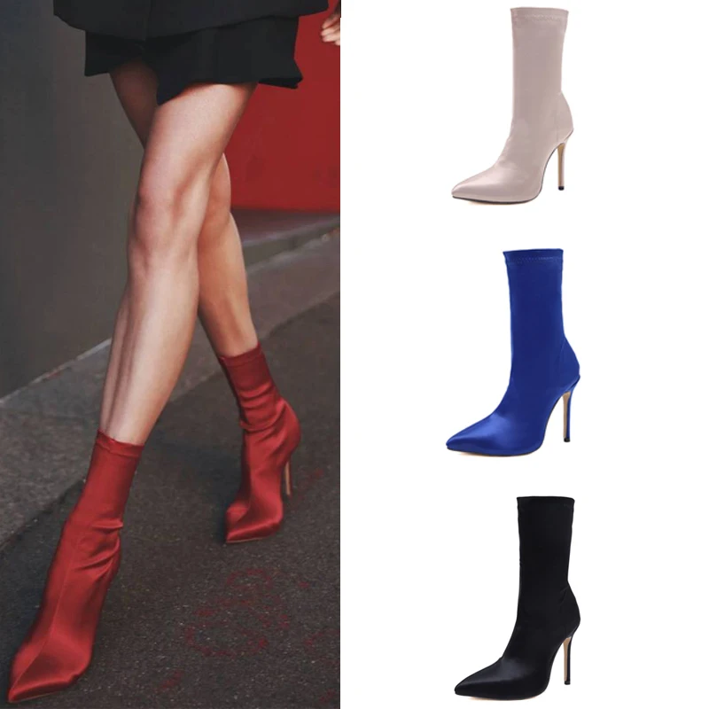 

2019 Fashion Women Boots High Heels Ankle Boots Sexy Women Pointed Toe Party Ladies Comfort Booties Autumn/Winter Shoes