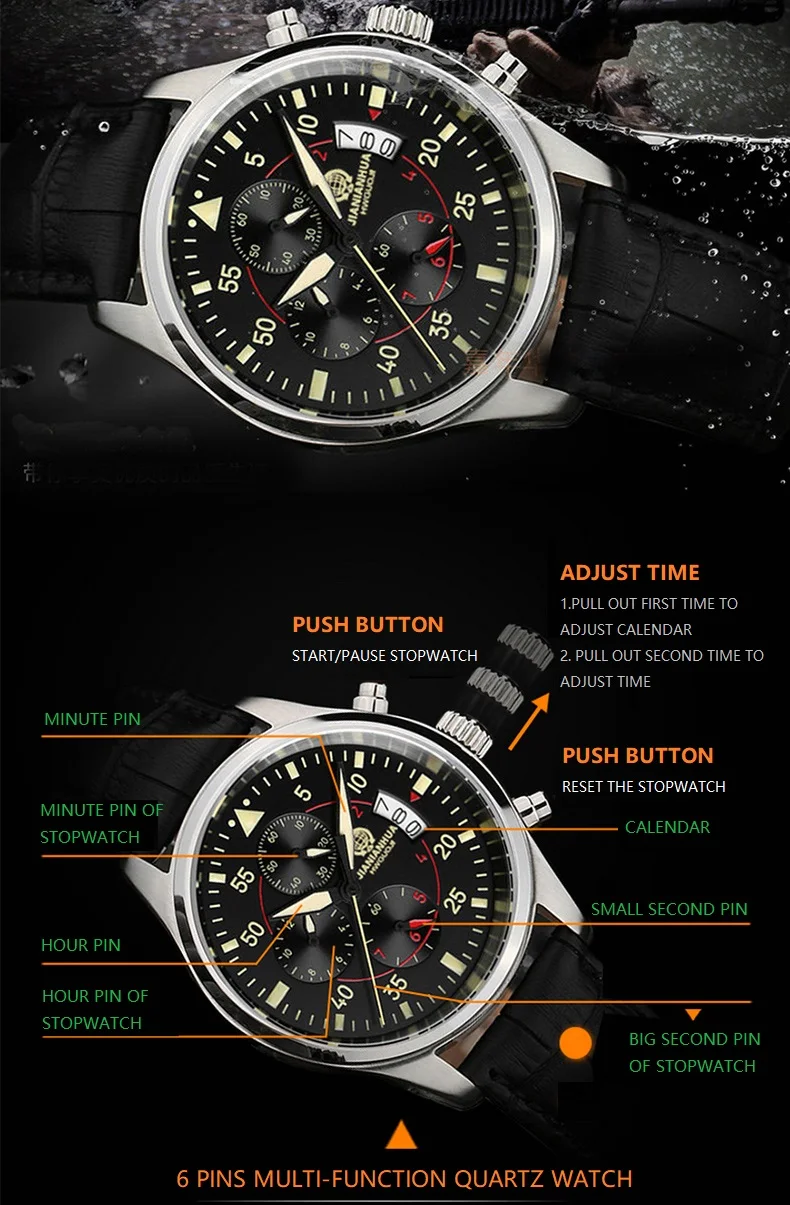 Топ бренд карнавал новые спортивные кварцевые часы мужские часы календарь Секундомер HD светящиеся водонепроницаемые Модные повседневные мужские наручные часы