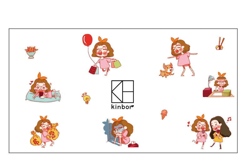 KINBOR маленьких эмоции серии Kwaii девочек васи лента мультфильм DIY украшения Симпатичные клейкая лента Скрапбукинг клейкой ленты