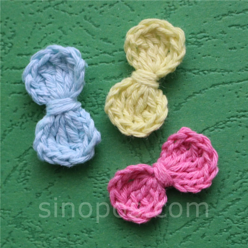 

Handmade Crochet Bowtie Charms Colorful 28mm, scrapbook bow tie embellishments fabric collar quilting clothes shoes bag applique