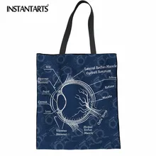 INSTANTARTS оптометрический дизайн Холщовая Сумка для покупок Повседневная Складная Сумка-Хранилище мужские сумки на плечо Модные льняные сумки-тоут женские