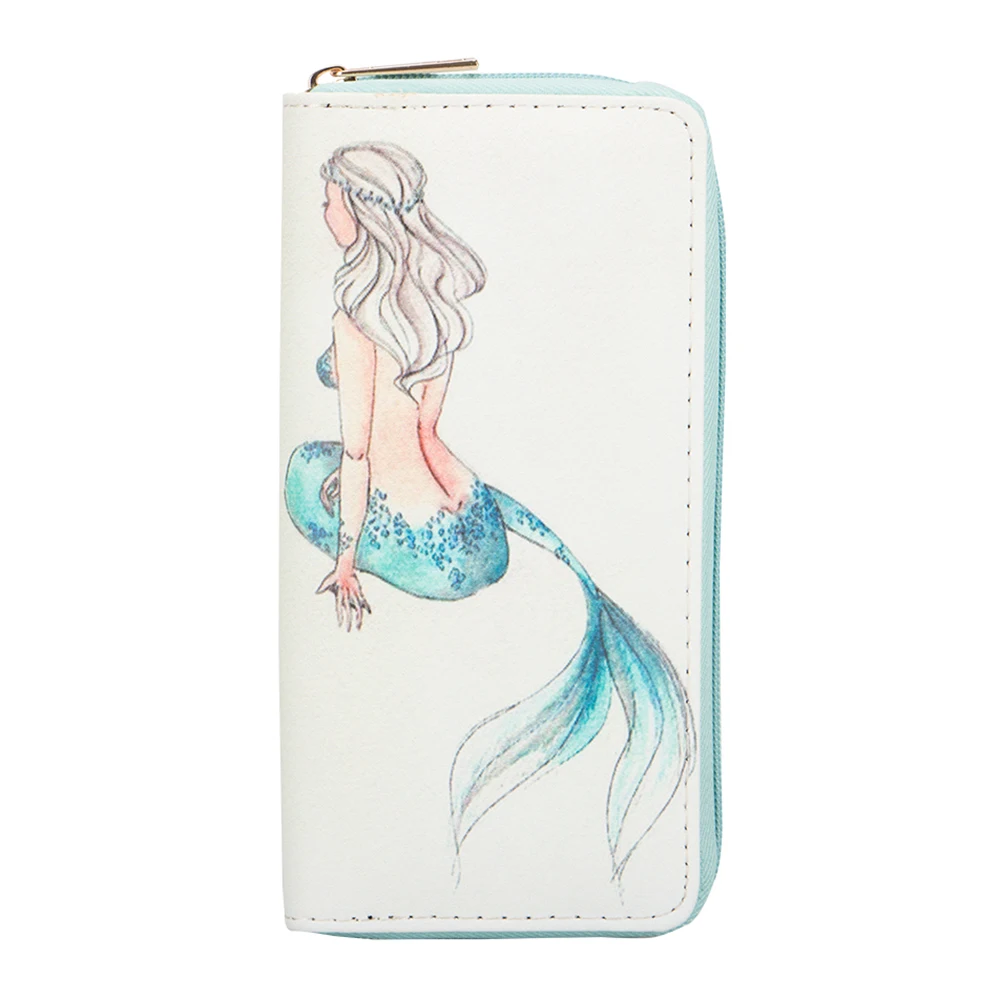 

Sansarya New 2018 Fables Mermaid Pattern Fashion Long Woman Wallet Card Holder Wallet Girls Zipper Money Bag Female Purse