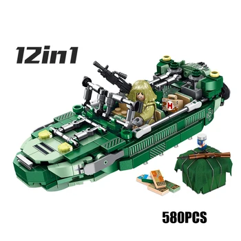 

Modern Military 12in1 Lifeboat batisbricks building block ww2 Ghillie suit army figures bricks education toys for boys gifts