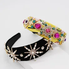Baroque heavy fabric fabric color particles rhinestones stars pearl fashion dance catwalk street travel tourism headband 957