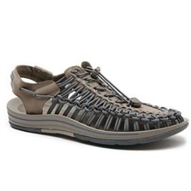 THEAGRANT/Коллекция года; Летние сандалии-гладиаторы; Мужская дышащая уличная пляжная обувь на плоской подошве; повседневная мужская обувь; прогулочная обувь без застежки; MSS3000 - Цвет: gray