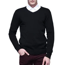 Высокое качество, осень, модные мужские свитера с длинным рукавом и v-образным вырезом, однотонные, хлопок, мужские вязаные топы, тонкие мужские свитера