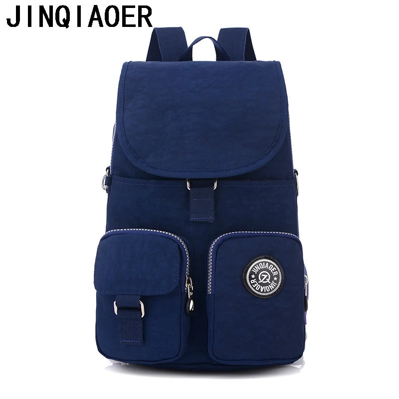 Нейлоновый рюкзак, водонепроницаемый женский рюкзак, подростковые рюкзаки для девочек, сумка через плечо для студентов, школьная сумка для ноутбука, Mochilas - Цвет: Темно-синий