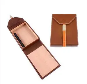 

COHIBA Portable Travel Use Wooden Lining Coffee Leather Cigar Humidor With Humidifier