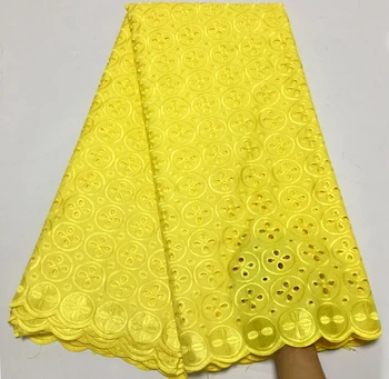 

Newest Nigerian Yellow African Lace Fabric High Quality For Men/Women Cotton Dry Lace Fabric Swiss Voile Lace In Switzerland