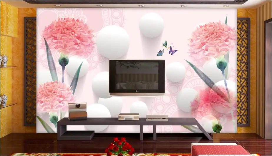 

Wall Papers Home Decor Non Woven 3d Wallpaper for Walls Fresh pink hand-painted flowers Wallpaper Roll Bedroom Wall Murals