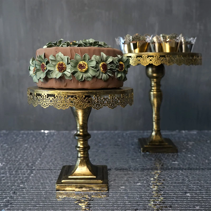 Винтажная Золотая подставка для торта, металлическая подставка для кексов, свадебные украшения, столовая посуда/вечерние 10 ''/12'', инструмент для выпечки