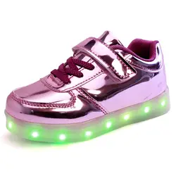 Дети светодиодные Повседневное скейтборд Обувь ремень Кружево свет Спортивная обувь Обувь со светодиодной подсветкой