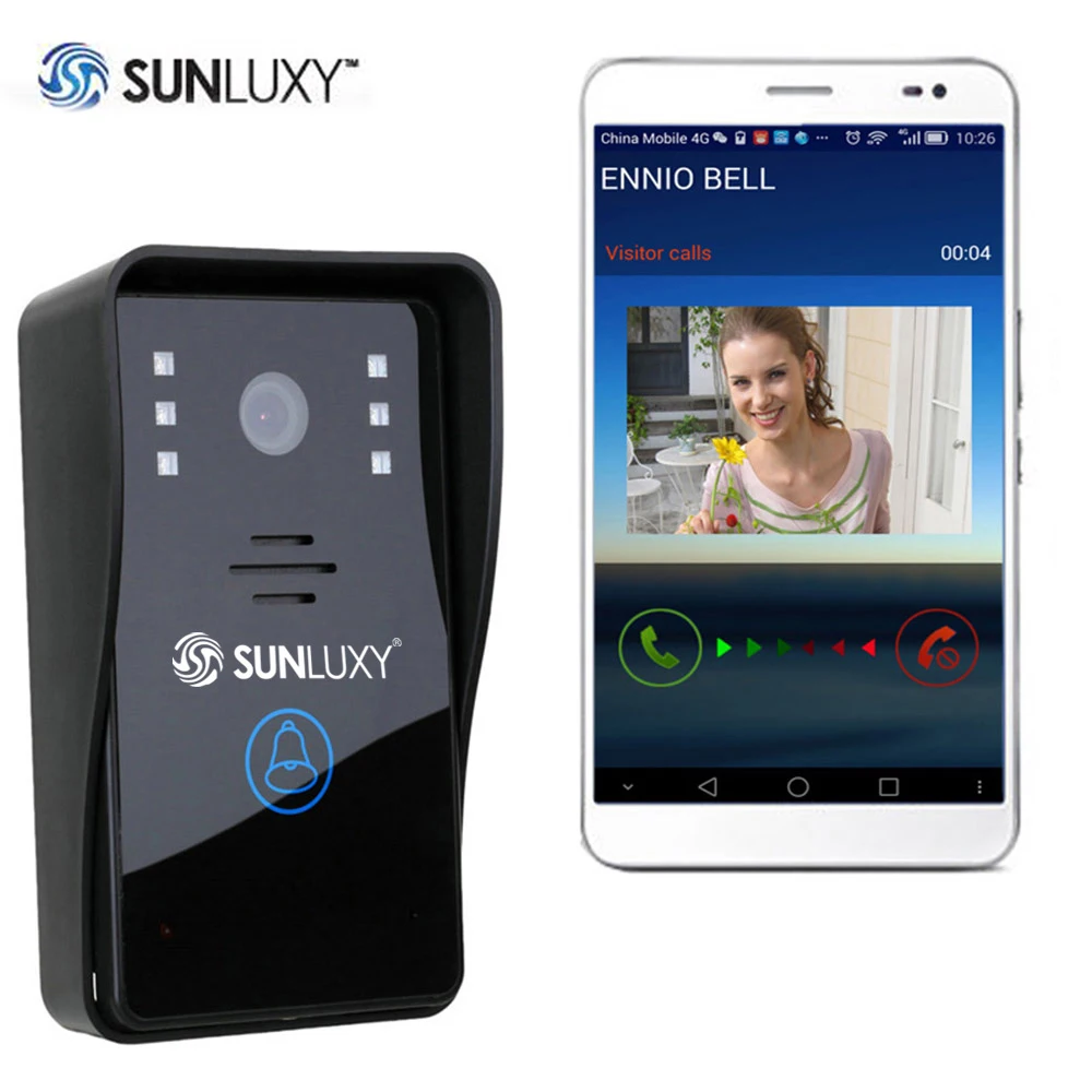 SUNLUXY WiFi Phone Video Door Viewer Wireless Doorbell Video Intercom Peephole Camera System IR Night Vision for Home Security ennio touch key wireless video door phone wifi doorbell wifi intercom home intercom system ir camera