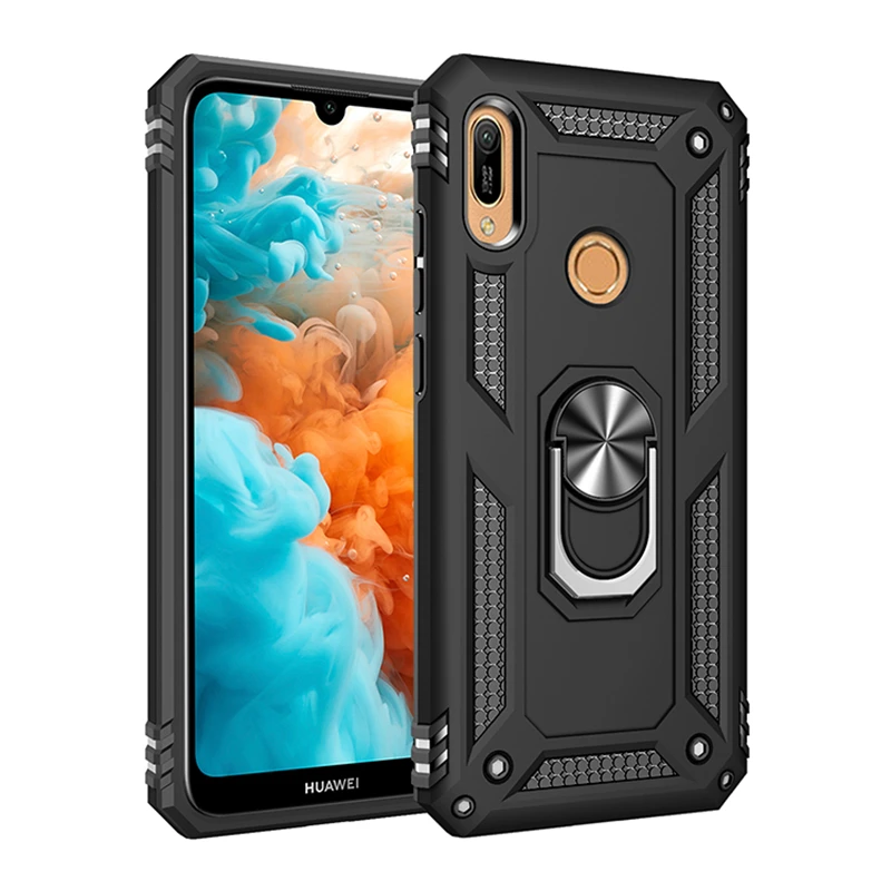 Heavy Duty  Car Magnet Armor Case Shockproof Cover For Huawei Y6 Y7 Prime Y5 Y9 2019 Honor 8A 8S Ring Stand Holder