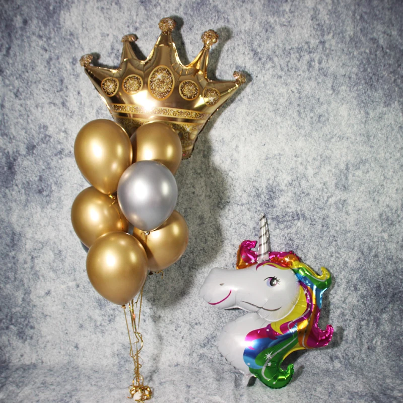 gold crown foil balloon latex balloons (8)