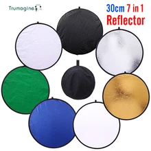 Mini 30cm 7 in 1 Portable Collapsible Light Round Photography Reflector for Studio Multi Photo Disc Photographic Accessories