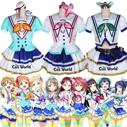 Love Live Sunshine Aqours прыгающее сердце 9 символов таками тика Kurosawa Dia Ruby Riko платье униформа, косплей костюмы