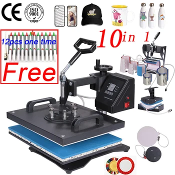 

Double Display 10 in 1 Combo Heat Press Printer Machine 2D Thermal Transfer Printer for Cap/Mug/Plate/T-shirts/Rock/Bottle