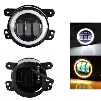 

2PCS 4" Inch Round led fog lights 30W 6000K White Halo Ring DRL Fog Lamps Headlamp For Off Road Jeep Wrangler TJ LJ JK07-17 H1