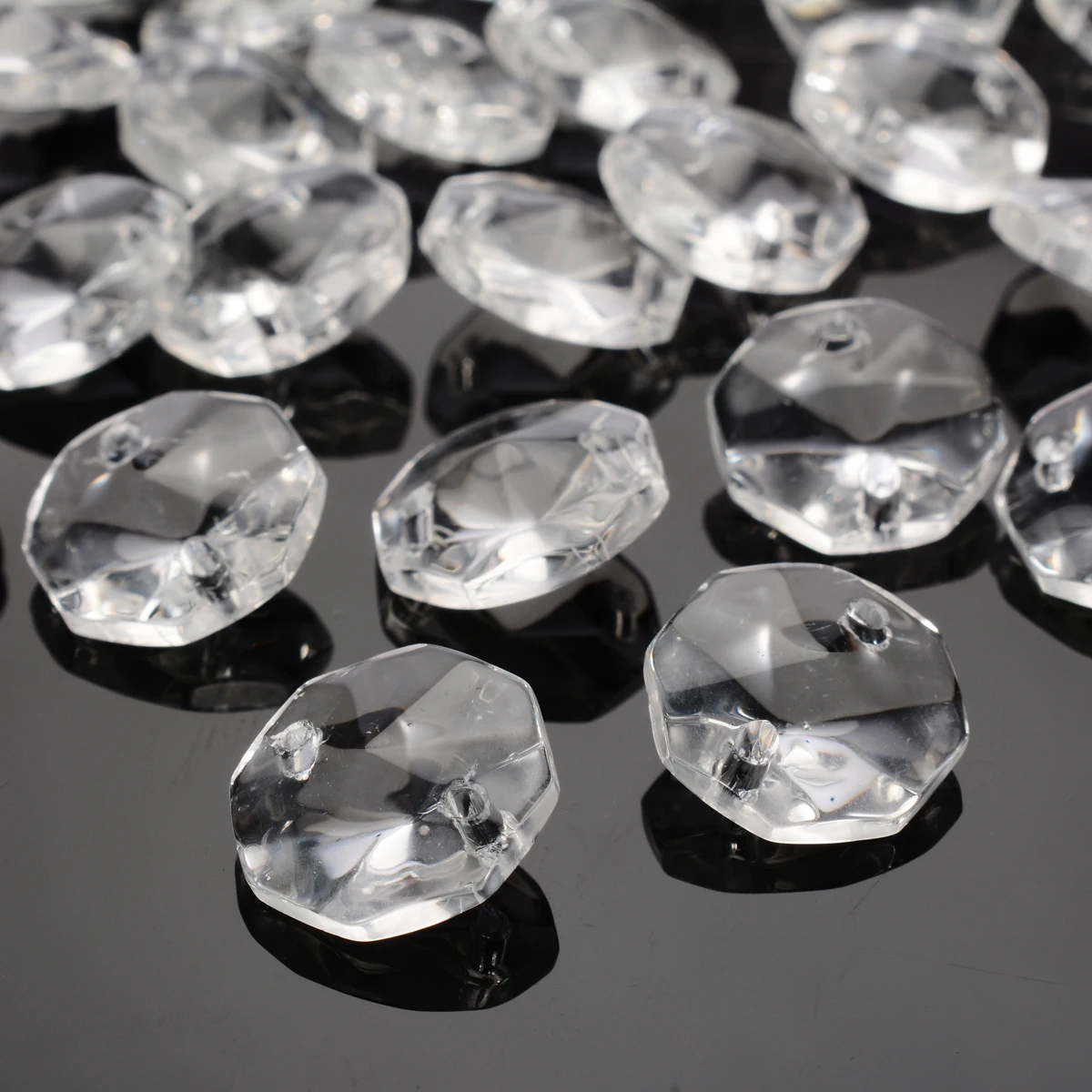 50PCS 14mm Glass Crystal Prisms Octagonal Beads Pendant Lamp Chandelier Parts for Lam Light Decorations