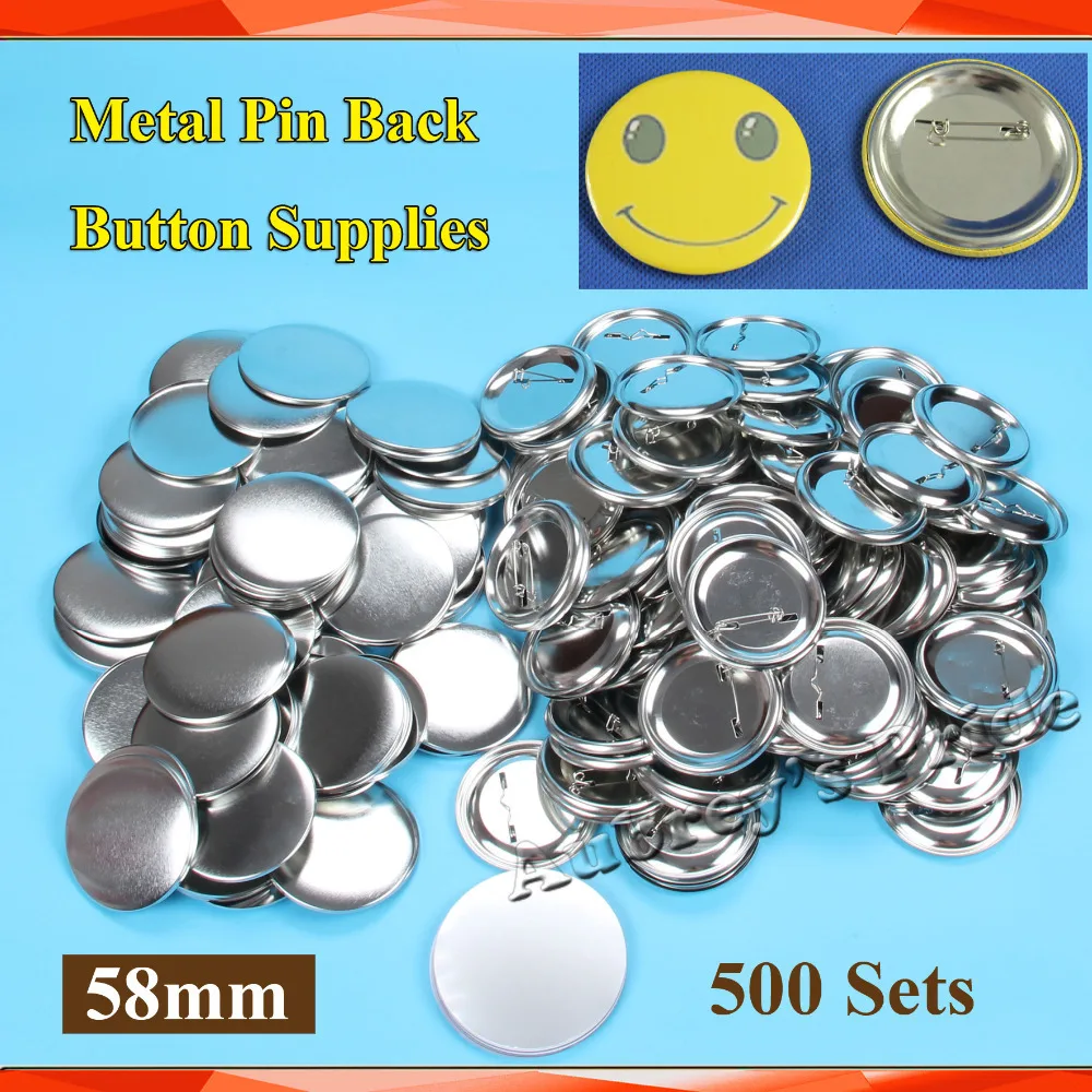 

Free Shipping 2-1/4" 58mm 500 Sets NEW All Steel Badge Button Maker Pin Back Metal Pinback Button Supply Materials