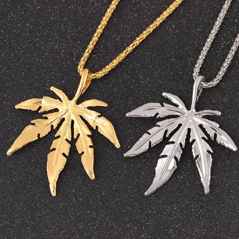 

New Gold Silver Plated Small Herb Charm Necklace Maple Leaf Pendant Necklace Hip Hop Jewelry Fashion Unisex Women Men Leaf Chain