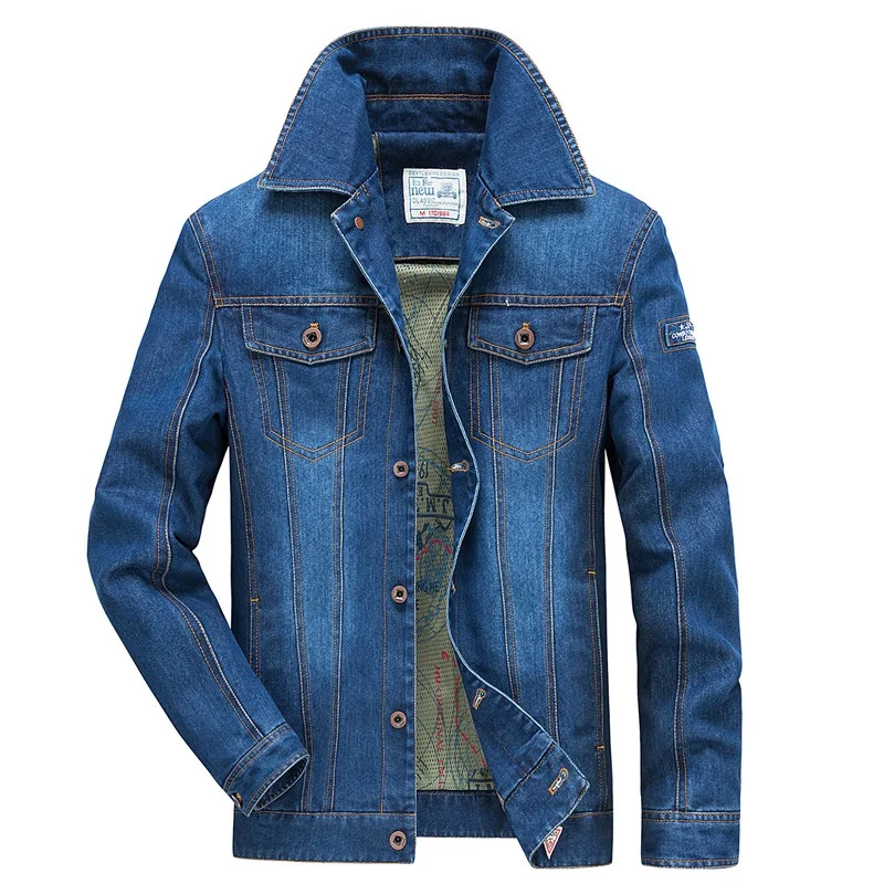 New Brand Denim Jacket Men Military Casual Jeans Coat Men Single