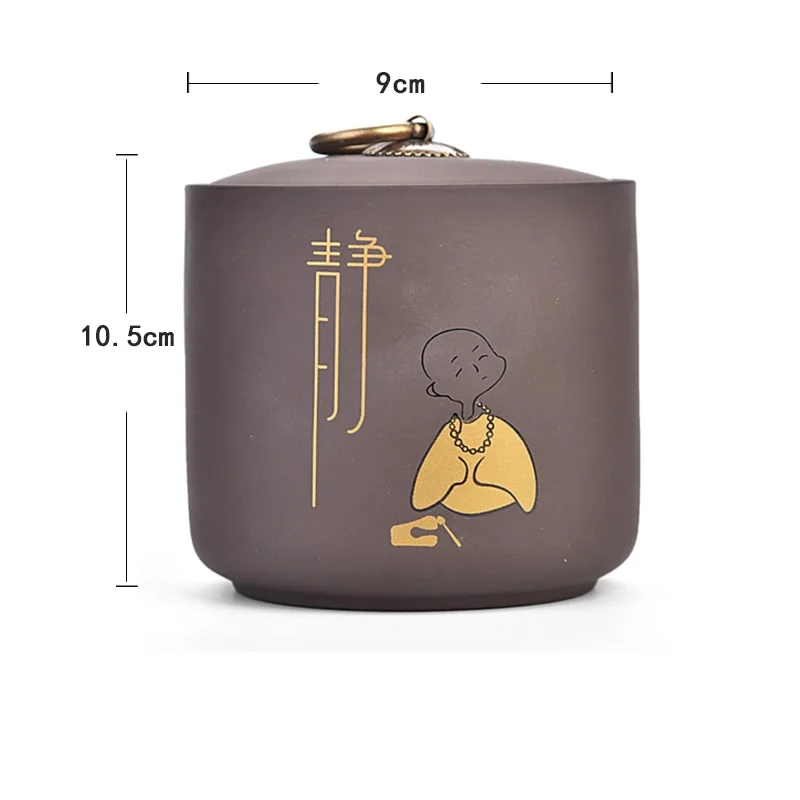 Traditional Purple Clay Ceramic Tea Jar Kitchen Storage Jars Sugar bowl Little Monk Pattern Storage Containers Home Decor Art - Цвет: calm   jing