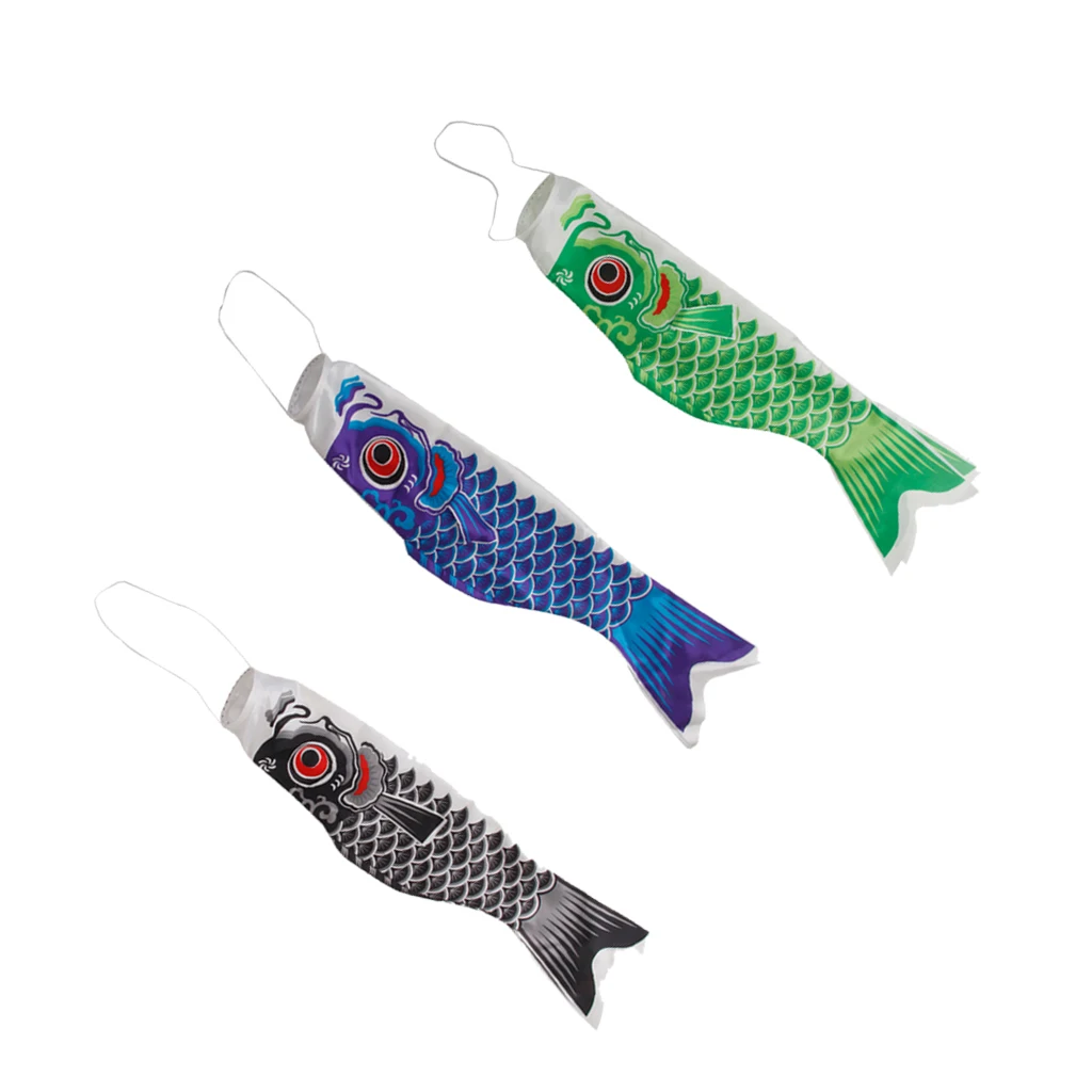 3Pcs Fish Kite Carp Flag Koinobori Windsock Japanese Wind Sock Hanging Garden Hanging Decoration Garden Supplies