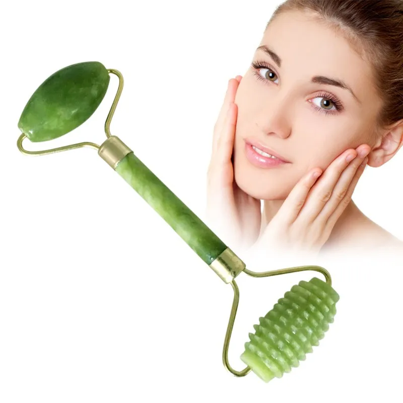Natural Double head Facial Beauty Massage Tool Jade Roller Face Thinin