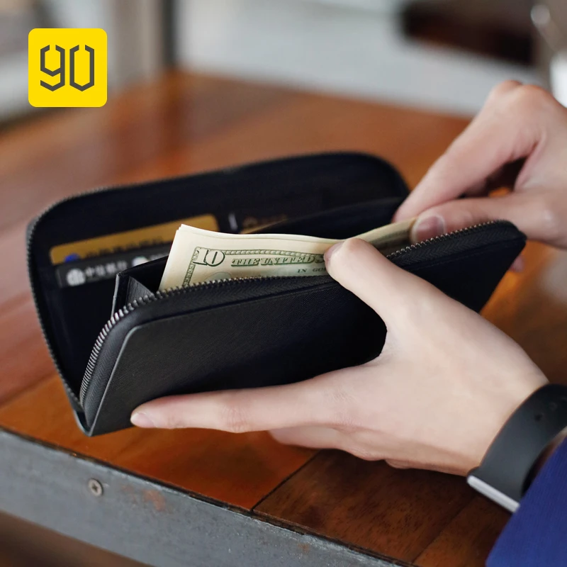 Tanie NINETYGO 90FUN Fashion Business Casual portfel na monety portmonetka oryginalna skóra bydlęca dla mężczyzn kobiety posiadacz karty czarny