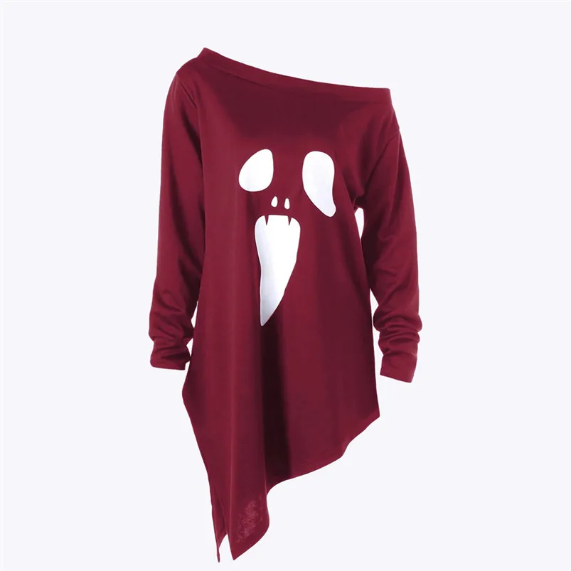 Halloween Womens T-shirt Femme Manche Longue Ghost Print T-shirt Das Mulheres Pullover Tops Camiseta Feminin Dropshipping 40AT13 Halloween Womens T-shirt Femme Manche Longue Ghost Print T-shirt Das Mulheres Pullover Tops Camiseta Feminin Dropshipping 40AT13