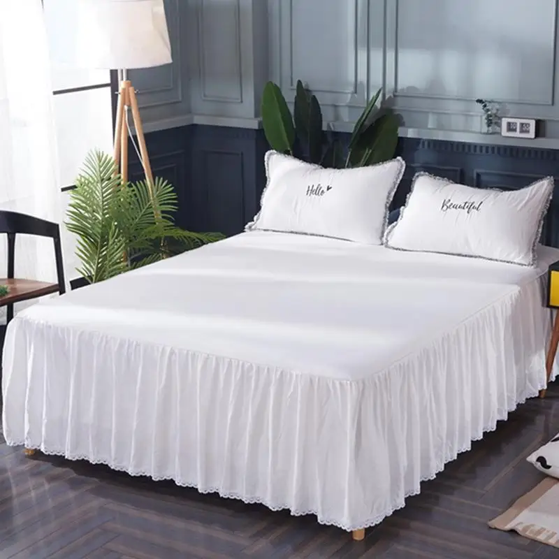 cheap White color Cotton Bed Skirt,Mattress Cover, Bed linens,Cotton bedsheet set Twin Queen King size bed set 120 160X200cm