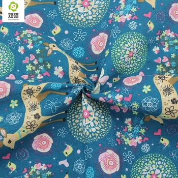 

Blue Color Deer Pattern Cotton Linen Metre Fabric DIY Christmas Decoration Fabric For Patchwork Curtain 145*50CM M81
