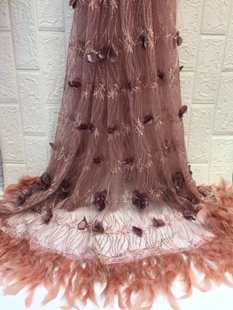 

French 3D flower lace material latest African lace fabric high quality 2019 Nigeria lace fabric wedding dress ZX3186