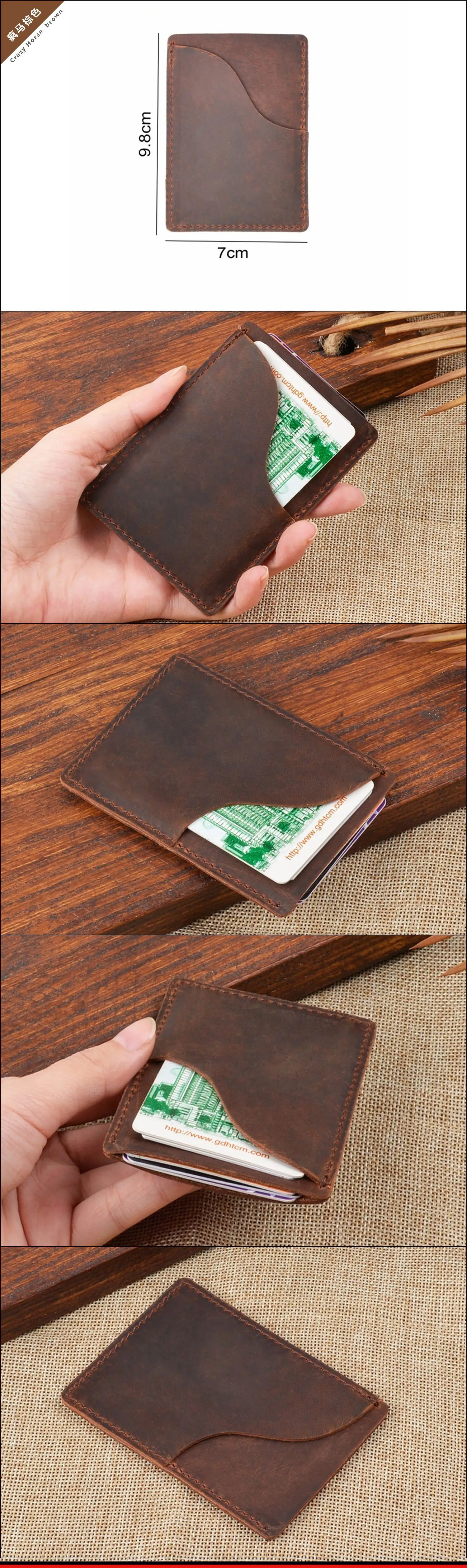 Чехол-Кошелек из коровьей кожи для кредитных карт, винтажный минималистичный кошелек для кредитных карт ручной работы, держатель для карт, Мужской дизайнерский держатель для карт
