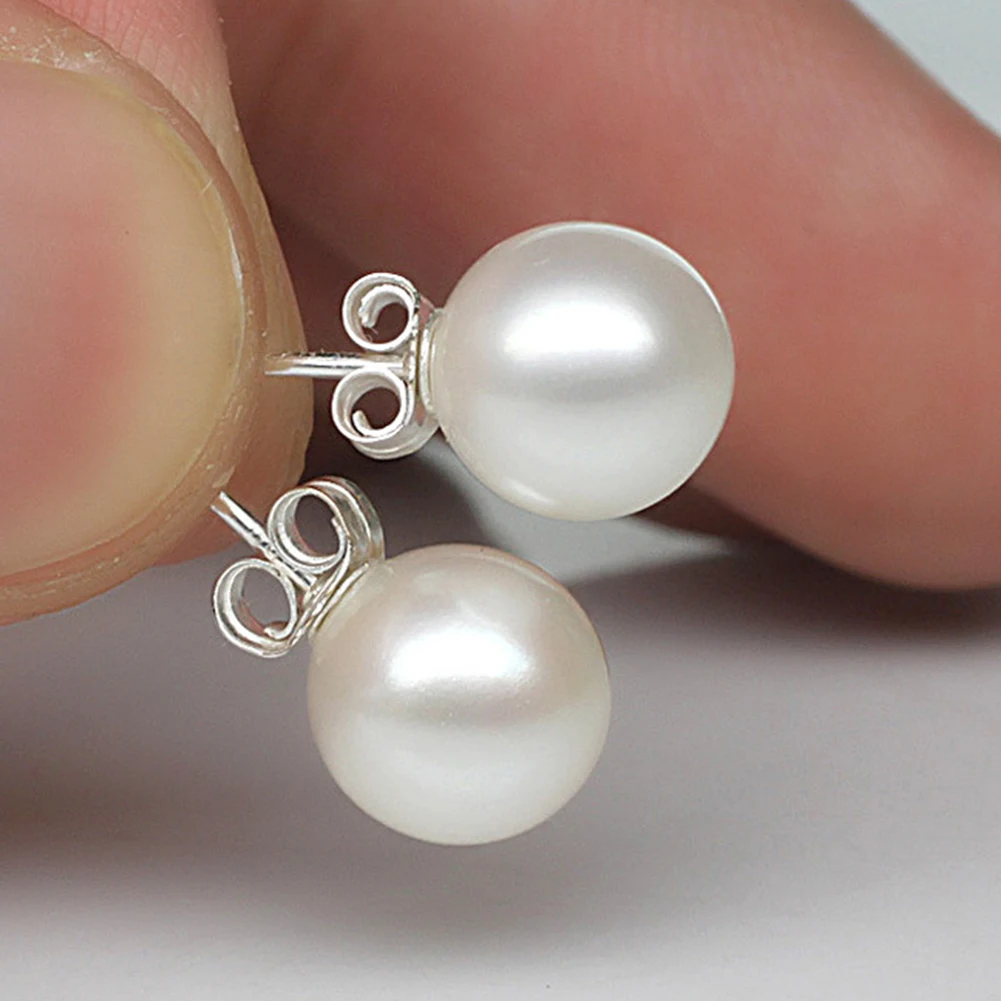 

1 Pair Exquisite Silver Pearl Earrings Ear studs for Women Ladies