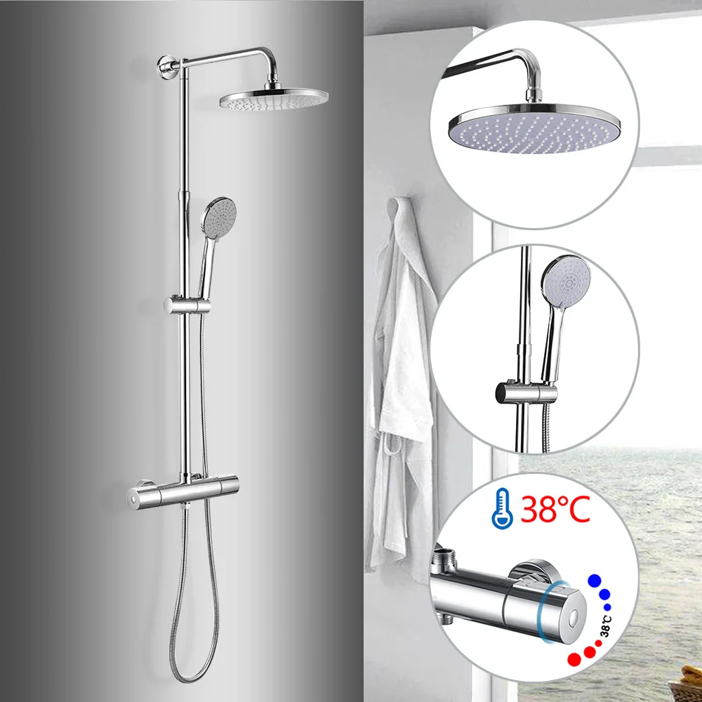 Bathroom Thermostatic Faucet Shower Set Bathtub Faucet Chrome Wall Mounted Tropic Rain Shower Shower Faucet Cold&Hot Water Mixer Bathroom Thermostatic Faucet Shower Set Bathtub Faucet Chrome Wall Mounted Tropic Rain Shower Shower Faucet Cold&Hot Water Mixer