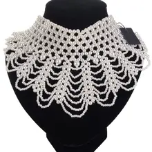 JEROLLIN массивное ожерелье женское ювелирное черное/Белое большое Массивное колье ручной работы с бусинами длинное ожерелье с воротником s Новинка