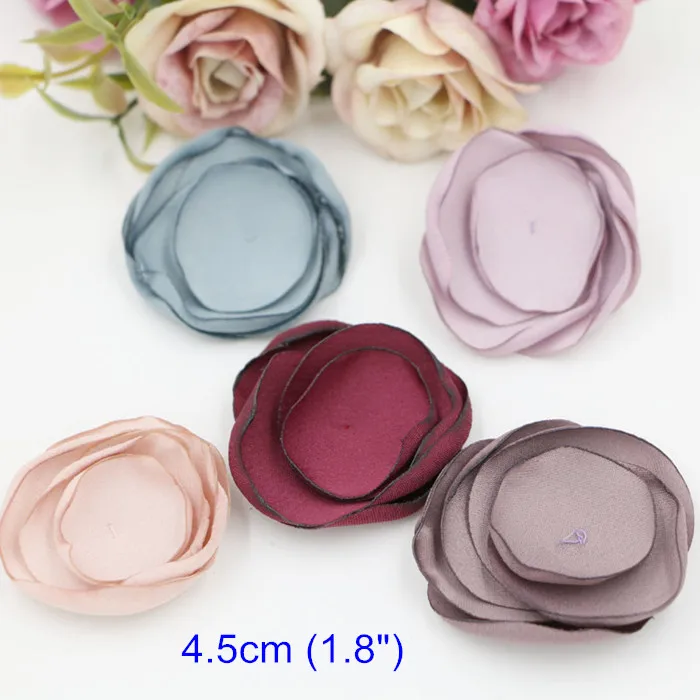 

DIY Brooch Flowers 4.5cm (1.8") Fabric Lotus Handmade Flowers,You can put something in middle,DIY Crafts Supplies - 16 pcs