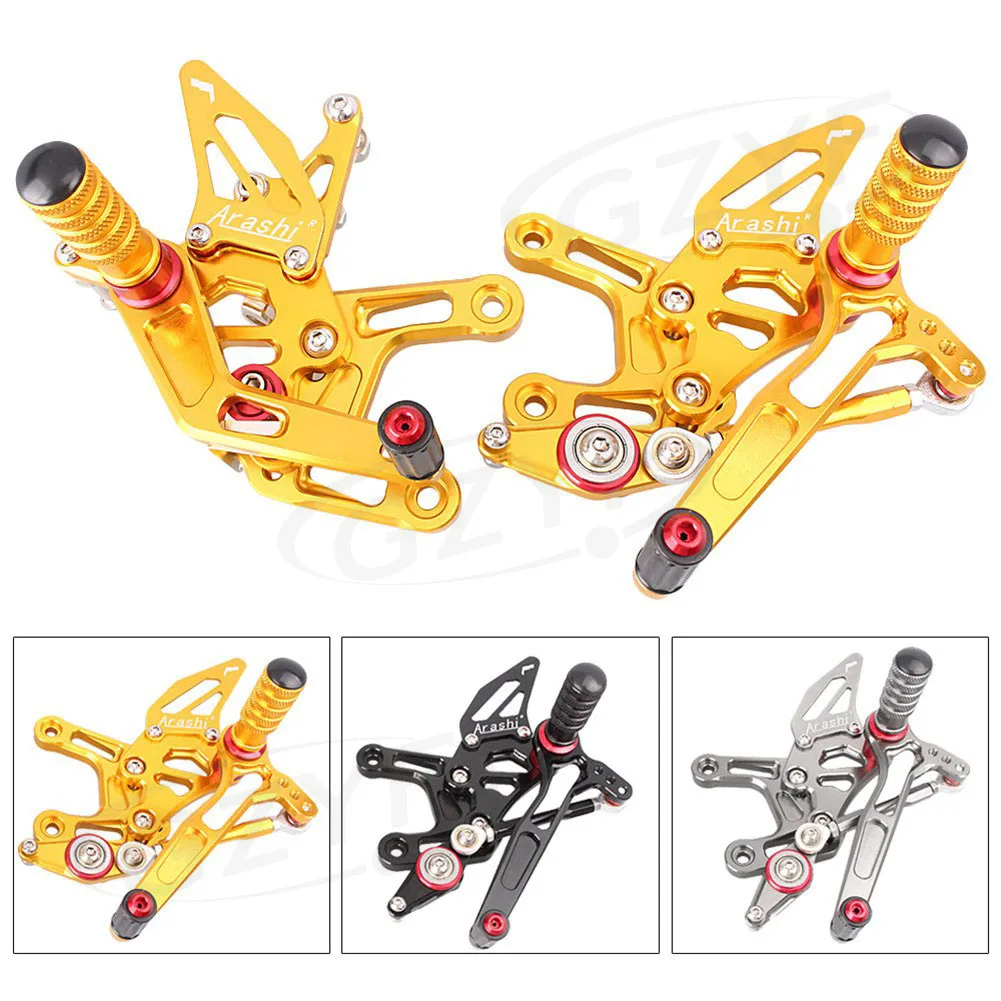 

1 Pair Motorcycle Adjustable Rear Set Footrests Foot Pegs Assembly For Kawasaki ZX10R ZX-10R 2016