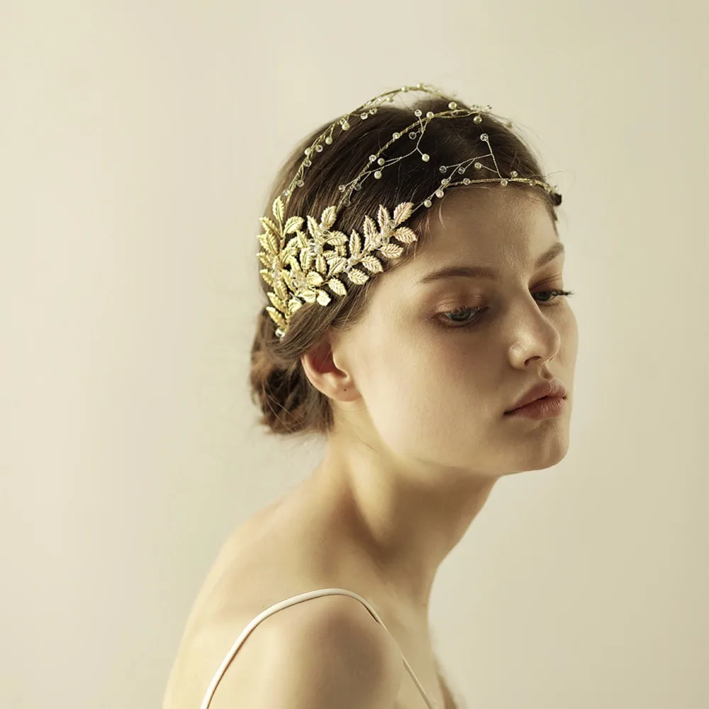 

Handmade Multi-layer Leaf Bride Headband Leaves Hairbands Wedding Bridal Headband Vintage Hair Accessories For Women O862