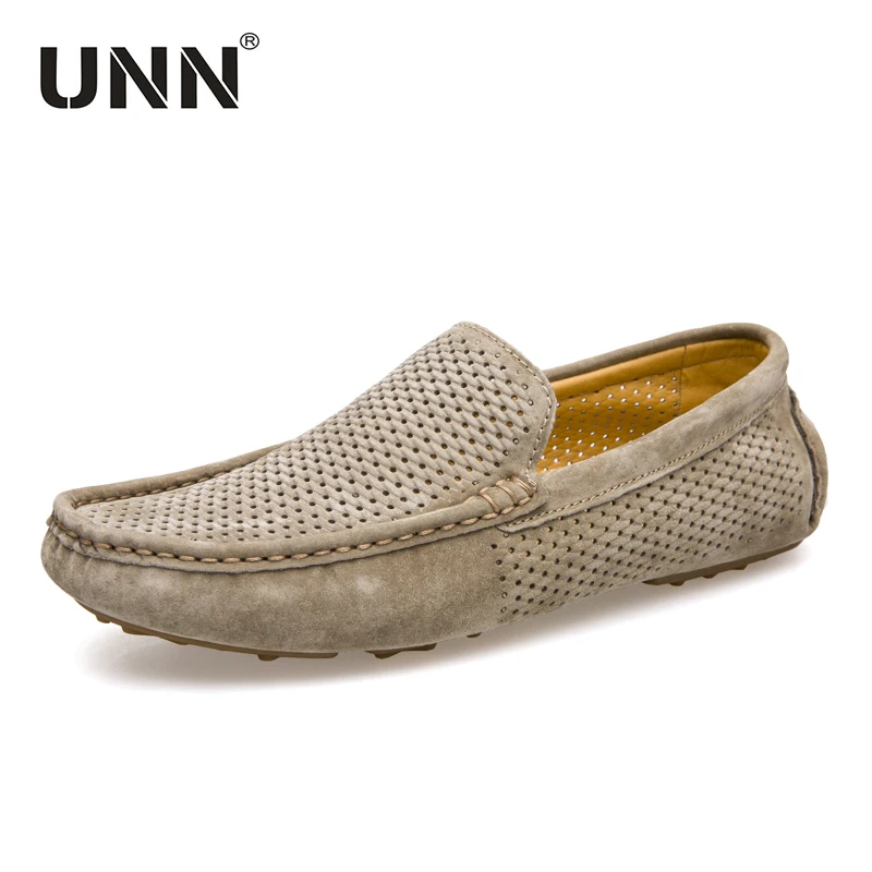 

UNN Men's Loafers Shoe Comfortable Breathable For The Summer Slip on Mens Driving Shoes Soft Suede Leather Moccasins Footwear