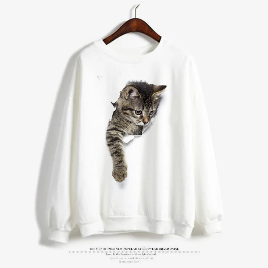 Buy 2018 Winter Naughty Cat 3D Lovely Hoodies Women