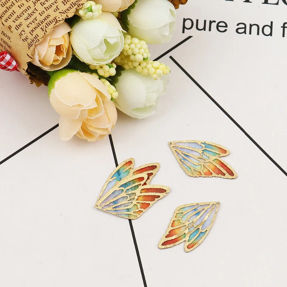 Тканевые Подвески DoreenBeads с крыльями бабочки синие оранжевые разноцветные
