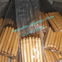 12 шт./лот, деревянная ручка петля потянув Иглы с крючком Химическое наращивание волос s, Химическое наращивание волос Инструменты