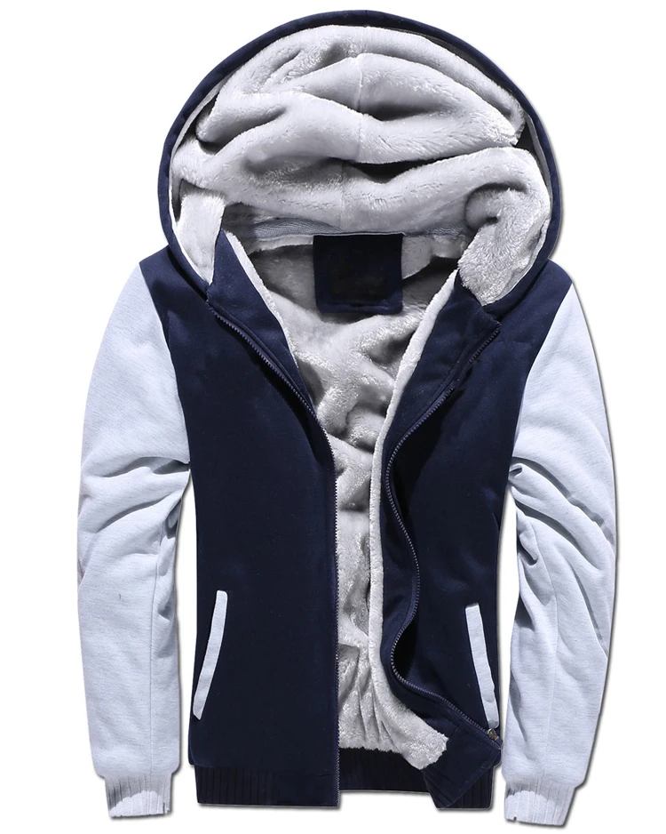 Enlarge Man Hat-shirt Pure Colour Velveting Thickening Keep Warm Tide Mens Hoodie