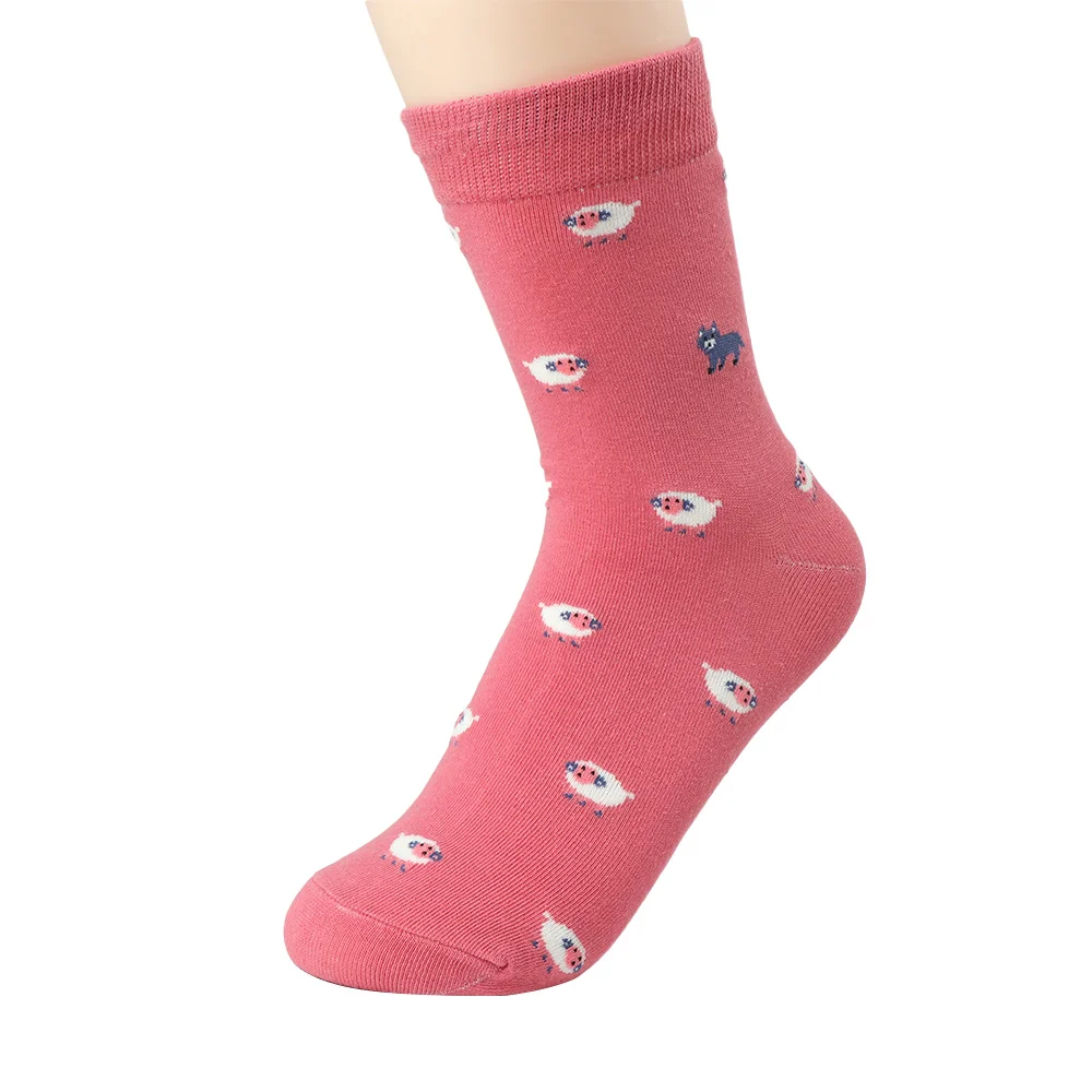 pink 1Pair Socks Women Cute Animal Fashion Thick Warm Casual Winter Autumn Soft Cotton Floor Sleeping Females Korean Style Socks - Цвет: pink