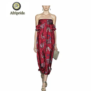 

2019 african dresses for women AFRIPRIDE bazin riche ankara print pure cotton dress private custom wax batik slash neck S1825090